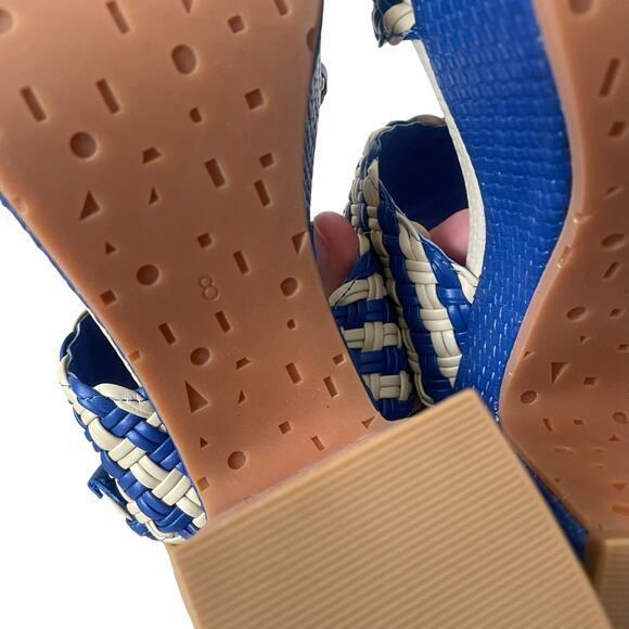 Charlotte Stone Woven Blue and Cream Heels - Picture 7 of 7